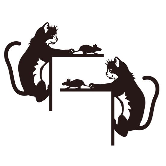 Yousheng Black Cat Дверной топпер Деревянная кошка и мышь Дверная рама Украшение для игр с кошкой Угловой декор для двери Подарок для любителей кошек
