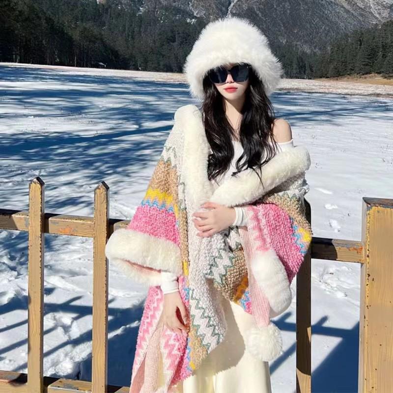 Юньнаньская ретро шаль с кисточками - Женский осенне-зимний плащ-шарф для путешествий и отпуска