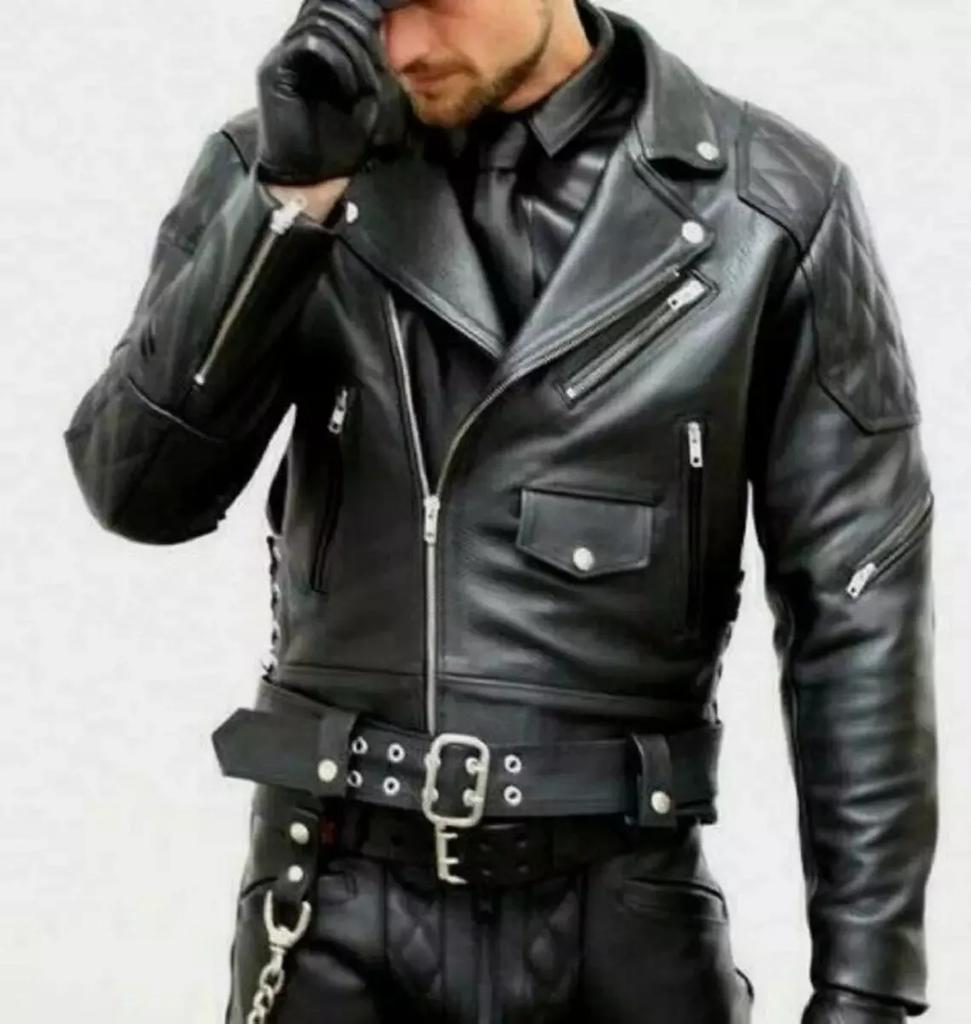 AL KHALID Elegant NEW Men's Jacket 100% Genuine Real Lambskin Leather Racer Biker Jacket