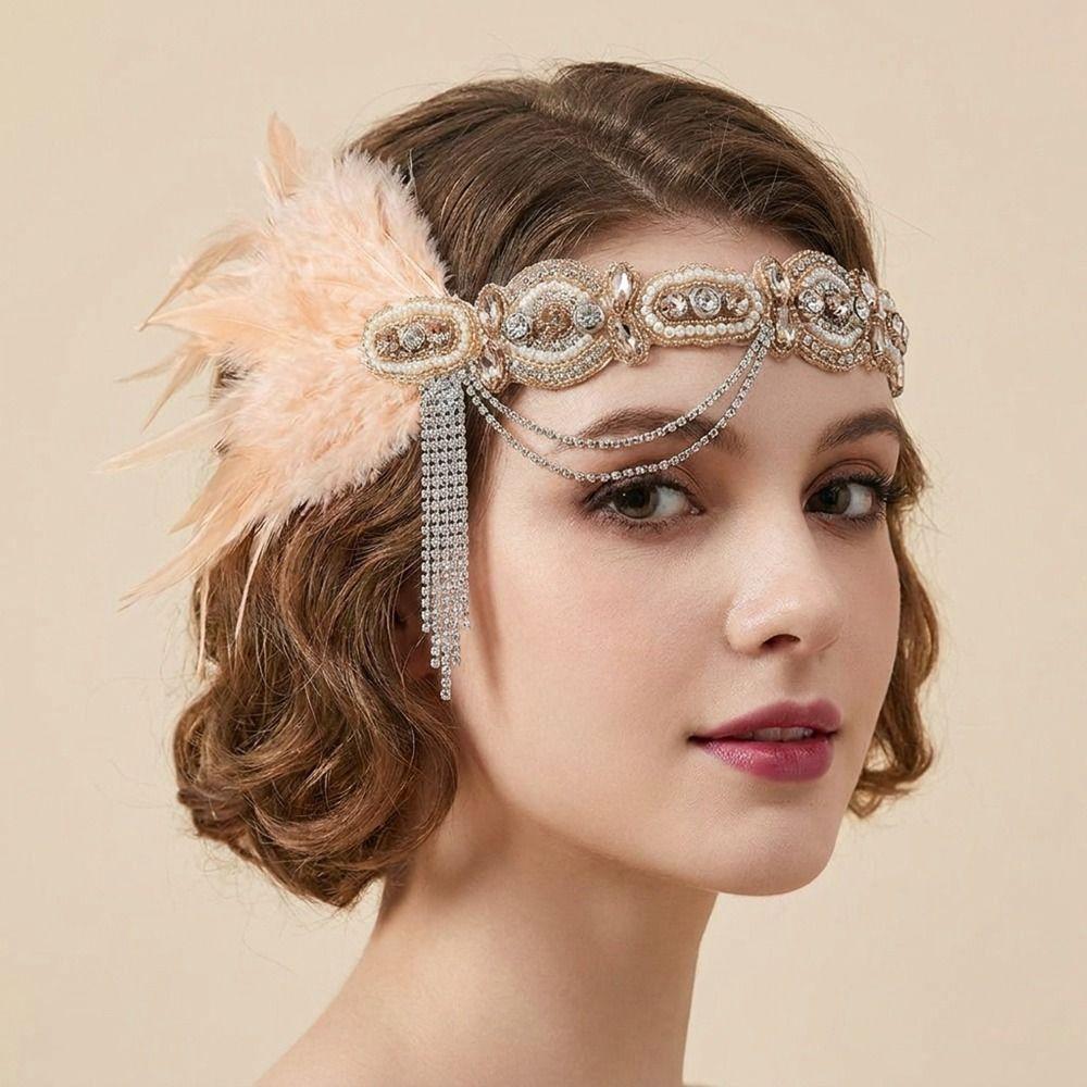 Vintage Cosplay Dress Headwear Fascinator Gatsby Headpiece Masquerade Hair Band Stage Performance