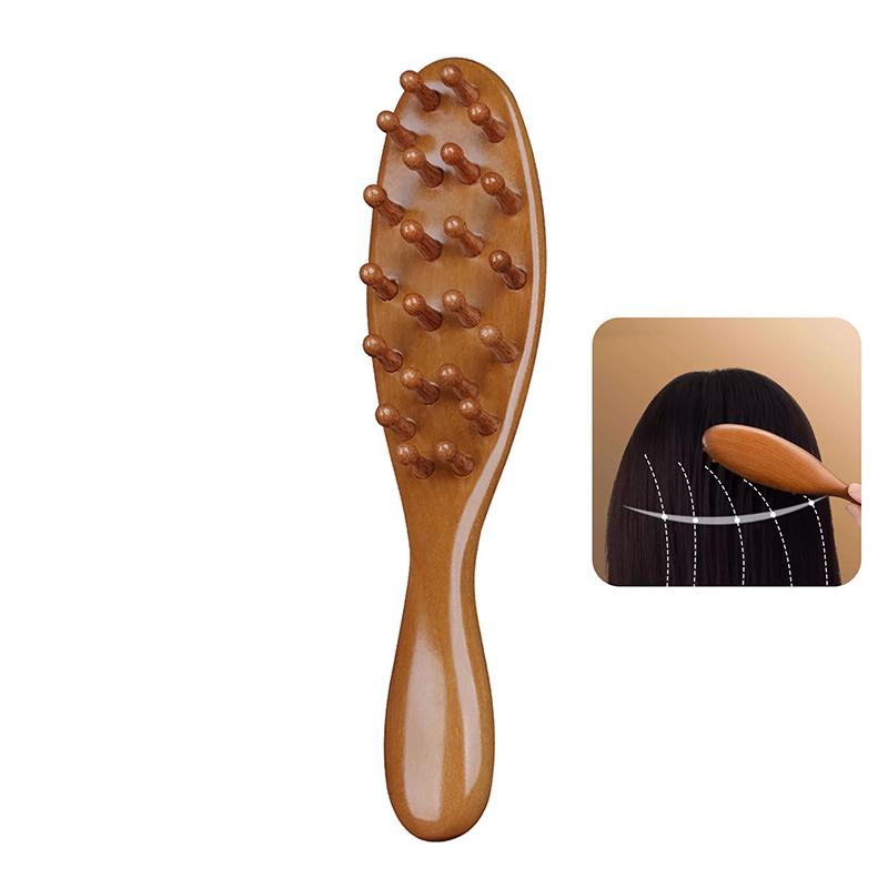 Гребень для волос и кожи головы Meridian Comb из натурального сандалового дерева с длинной ручкой, многофункциональный деревянный массажный гребень с зубчиками, 22 гвоздя