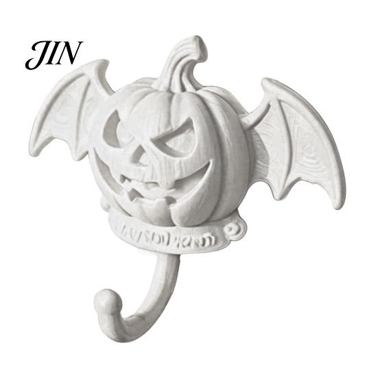 Autumn Harvest Wall Decor Devil Pumpkin Bat Hook, Halloween No-Drill Adhesive Hook for Keys Orange Bags, Strong Sticky Damage-Free Decorative