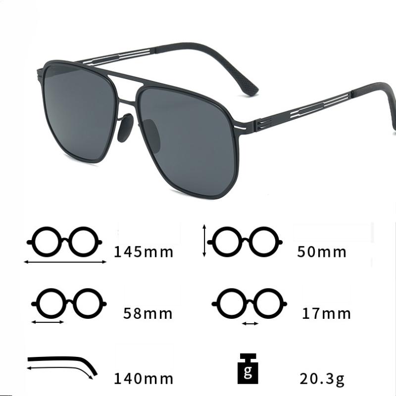 Non-polarized Pilot Sunglasses Men FashionDouble Beam Metal Frame Square Glasses Night Vision Driving Male/female Glasses