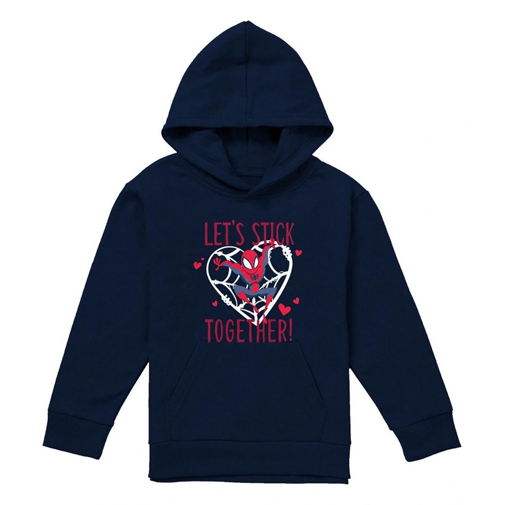 Spider-Man Childrens/Kids Let's Stick Together Pull Over Valentine`s Day Hoodie