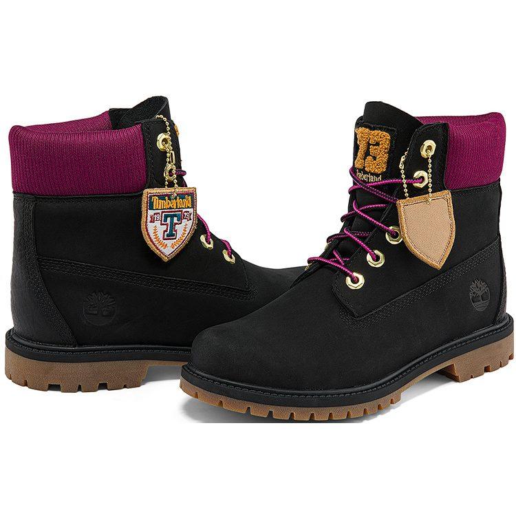 Timberland Водонепроницаемые ботинки Heritage 6 дюймов 'Черный нубук с розовым' Женские A44KXW