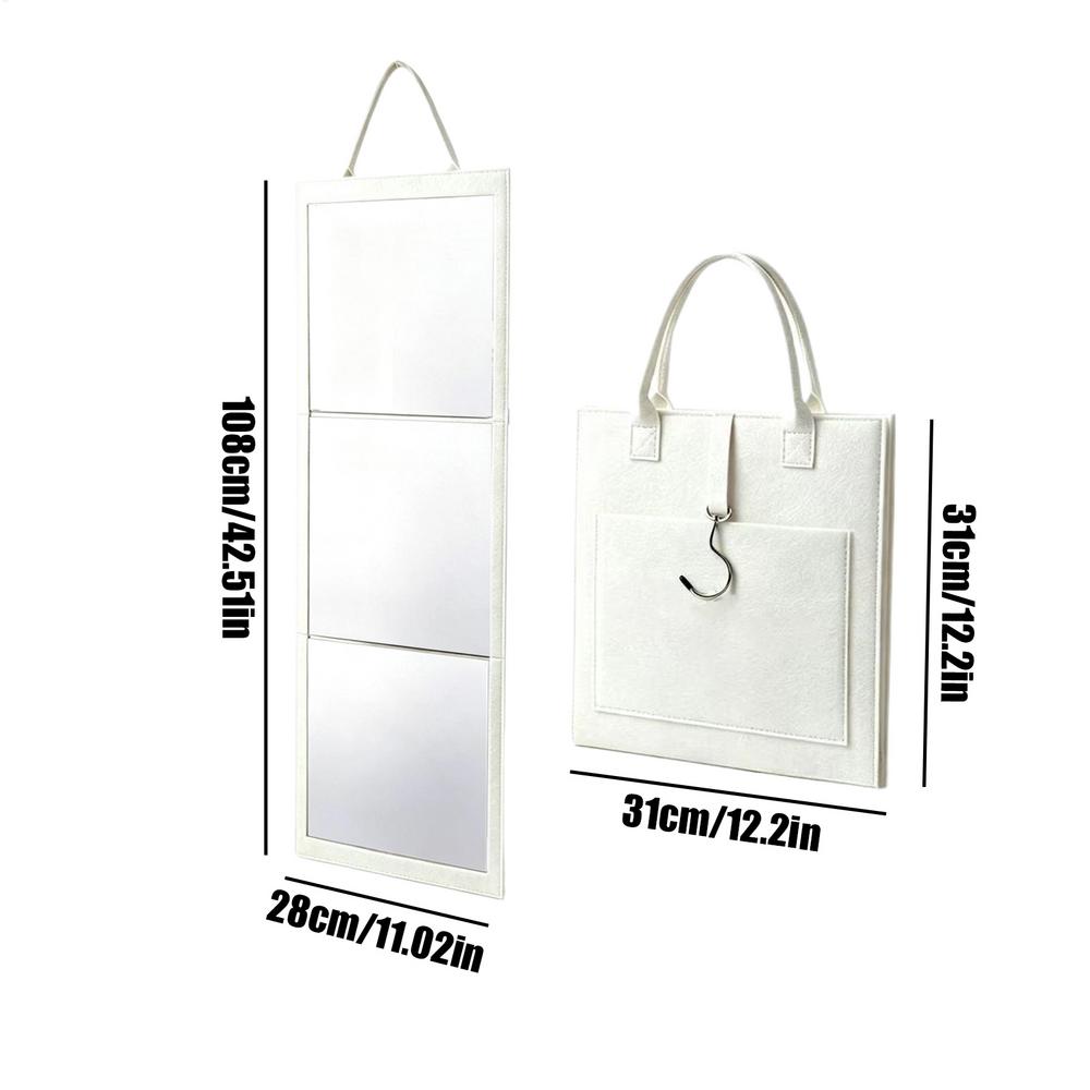 Foldable Portable Full Length Mirror, Acrylic Shatterproof Hanging Mirror for Wall Door, 108x28cm Body Mirror for Home Travel