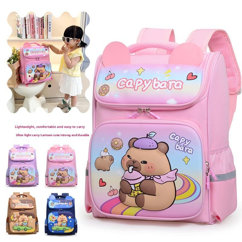 Capybara Children Backpack Rainbow Large Capacity Layered Storage Bag Gifts