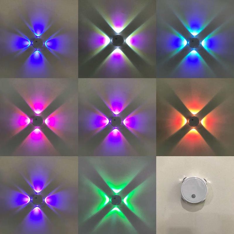 Умный RGB Градиентный Четырехголовый Ночник Магнитный Датчик Движения Перезаряжаемая Настенная Лампа Для Спальни Ванной Комнаты Гардеробной Сада Дома