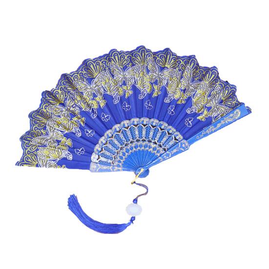 Складной веер с бронзовыми бабочками и элегантной кисточкой, полые ребра, подиумы, танцевальное представление, фотореквизит, портативный летний ручной веер, вечеринка