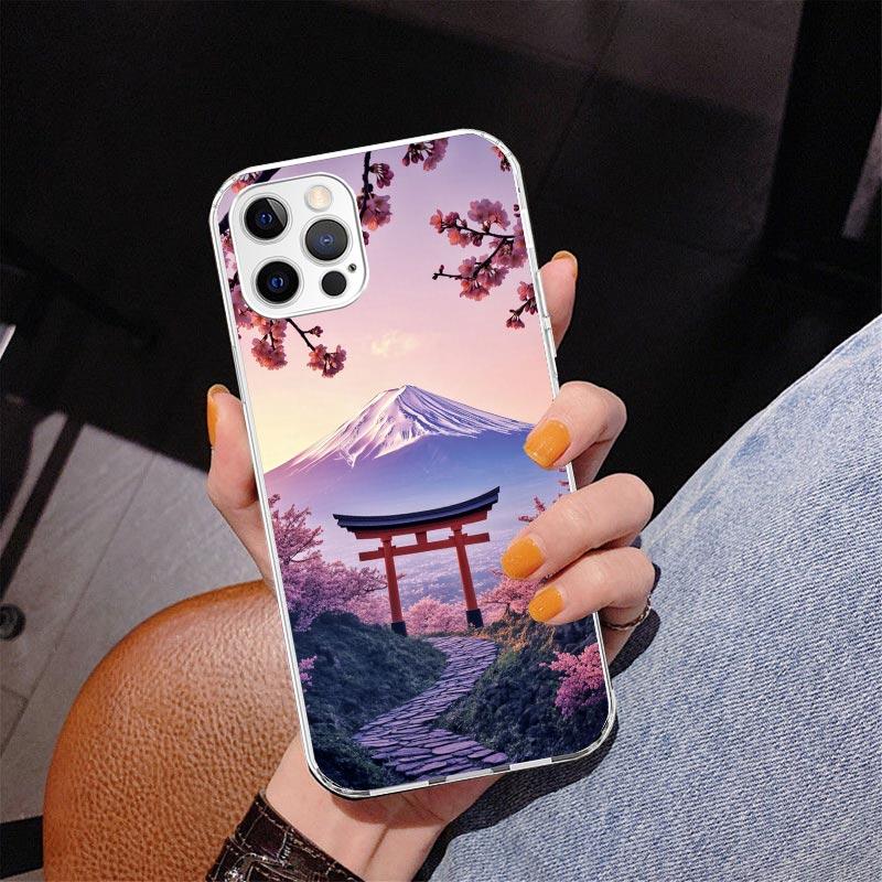 Японская вишня Гора Фудзи Чехол для телефона Для iPhone 13 12 Mini 11 Pro Max XS XR X SE 7 8 Plus 5S 5 6S 6 Подарок Печатный чехол Fundas