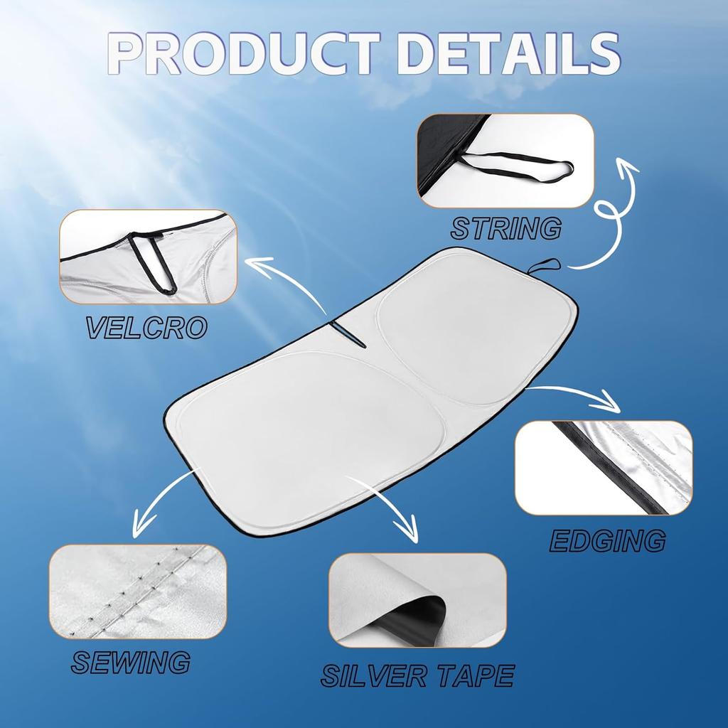 Козырек лобового стекла подходит для Toyota Highlander 2020-2024, двухслойный 240T солнцезащитный козырек на переднее окно, солнцезащитный козырек на заказ, складной солнцезащитный козырек, блок УФ