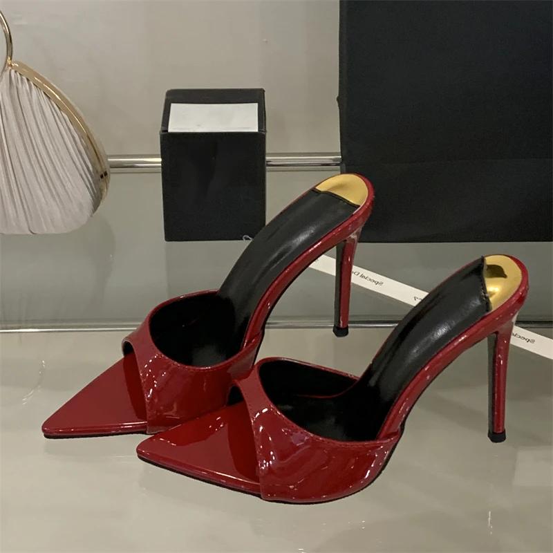 Мода Eilyken Летний Уличный Стиль Тонкие Каблуки Женские Шлепанцы Сексуальный Острый Носок Стриптизер Свадебные Шлепанцы Женская Обувь Zapatos De Mujer