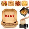 100pcs, Square Disposable Air Fryer Liners (6.3in/8in), Paper Air Fryer Liner Pots, Paper Basket Bowls, Baking Trays, Oven Accessories, Baking Tools