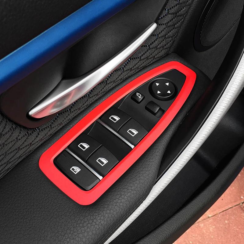 4 шт. Для BMW F30 F35 3 Углеродное волокно Панель отделки подлокотника Декоративная накладка на панель двери Декоративные накладки на кнопки стеклоподъемника для салона Автомобильные аксессуары для стайлинга