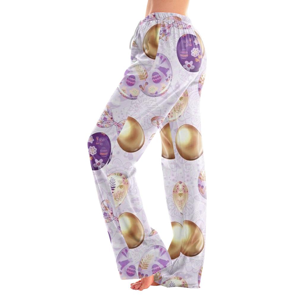 Женские пижамные штаны, одежда для сна, повседневные брюки с эластичной резинкой на талии, удобные прямые свободные брюки для йоги
