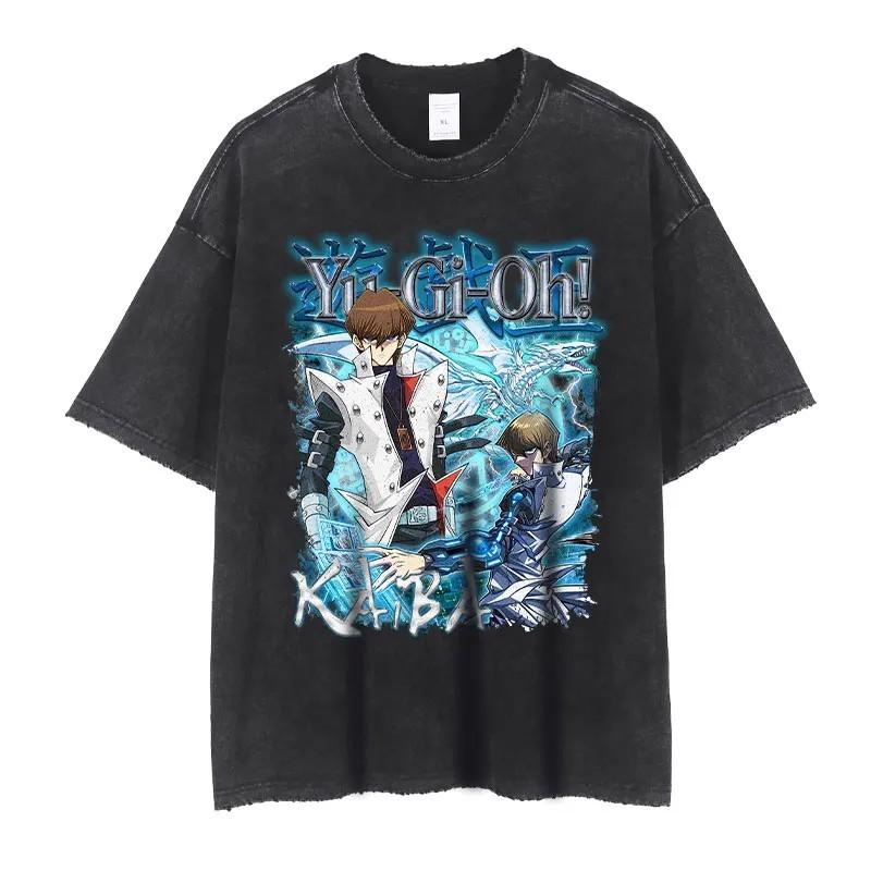 Anime Yugioh Cotton TShirt Vintage Wash Yugi Mutou Cotton Tee Unisex
