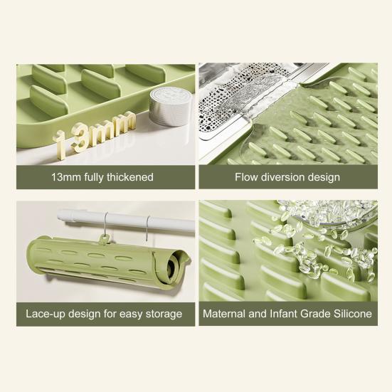 Коврик для сушки посуды Термостойкий силиконовый кухонный коврик для сушки Нескользящий коврик для кухонной столешницы Предотвращает скопление воды для горячих кастрюль сковородок Приготовление еды