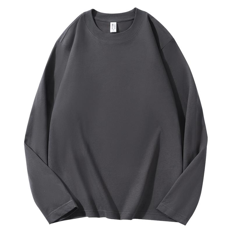 Zirunking Футболки унисекс, топы, футболки, однотонные топы, 100% хлопок, длинный рукав, уличная одежда, мягкие повседневные футболки, футболки с круглым вырезом SHUMIAN