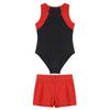Kids Boys Round Neck Sleeveless Leotard Bodysuit Jumpsuit with Shorts Set for Gymnastic Yoga Workout Competition