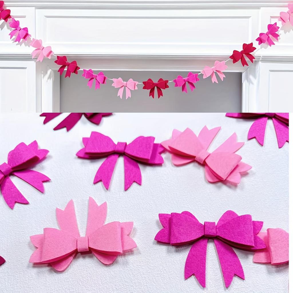 Потрясающий 3D розовый набор гирлянд с бантами для украшения на Рождество, свадьбу и день рождения