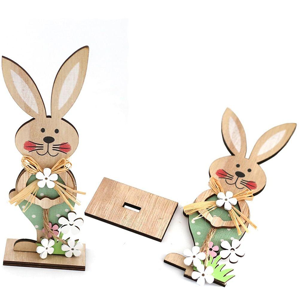 Wooden Table Centerpieces Bunny Gnomes Egg Family Desk Decoration New Spring Ornament