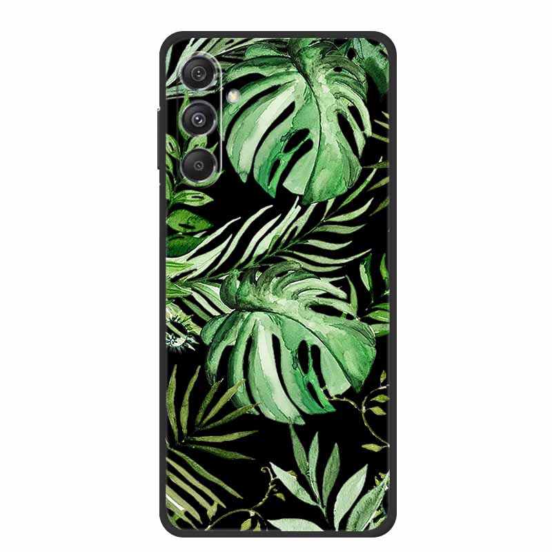 Чехол для Samsung Galaxy M36 A17 5G Цветок Черный Силикон Мягкая Задняя Крышка Для Samsung Galaxy S25 FE Plus Чехол для Телефона Coque Мультяшный