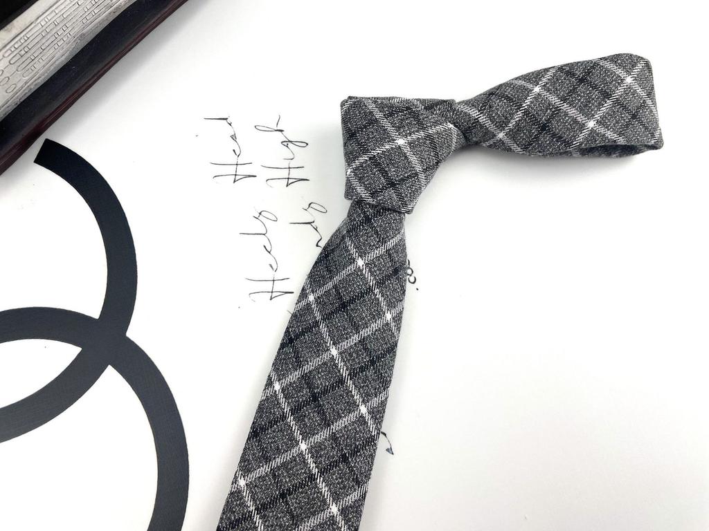 Men'S And Women'S Japanese Retro British 6Cm Narrow Tie Coffee Color Gray Blue Casual Grid, Get Married At Work