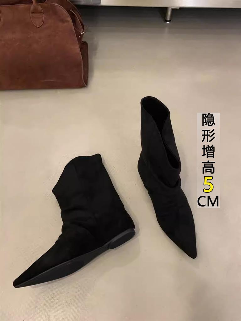 Модные женские замшевые ботильоны на шпильке, осенние новинки, с острым носком и голенищем, противоскользящие и износостойкие