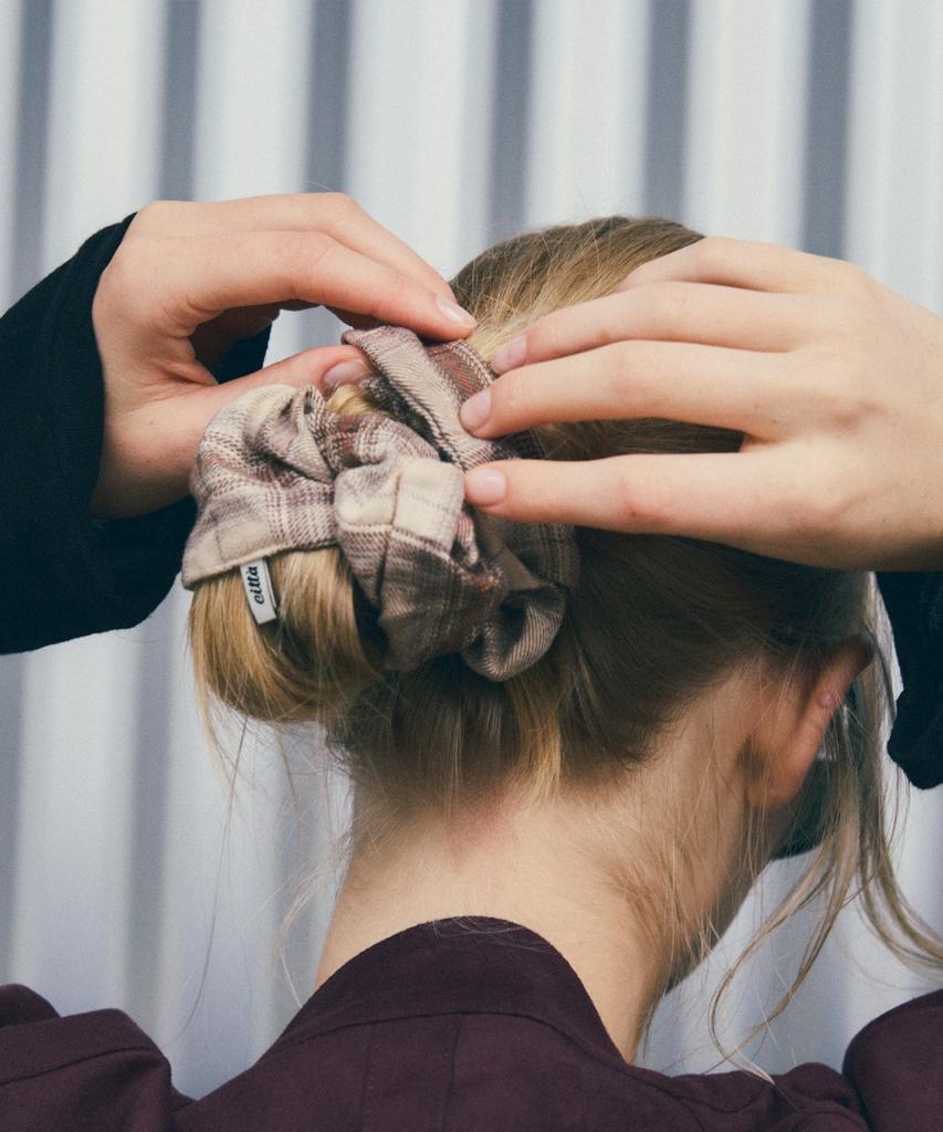 Резинка для волос Citta в винтажную клетку_Cta934(бежевый)