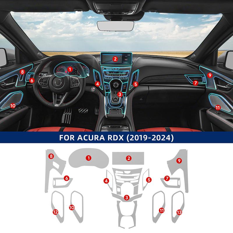 For ACURA RDX 2024 TPU Car Navigation Screen Film Gearbox Protective Sticker Anti-scratch Interior