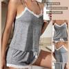 European & American Sexy Sleeveless Summer Pajama Set: Women's Camisole & Shorts Lingerie Two-Piece