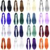 Soowee 80cm Long Synthetic Hair White Purple Cosplay Wigs Party Black Hair Straight Wig Hairpiece for Women