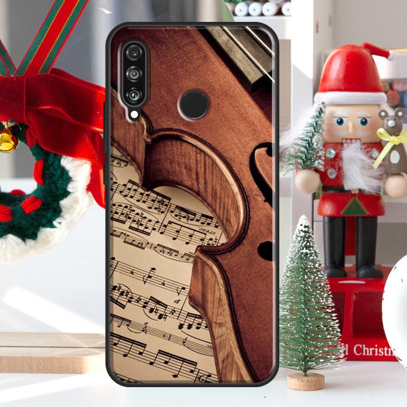 Elegant Wooden Violins Bow Music For Huawei Nova 7i 8i 11i 12i 12s Y73 Y70 Y90 Y60 Y72 Y61 Y91 9 10 SE P30 Pro P40 Lite Case