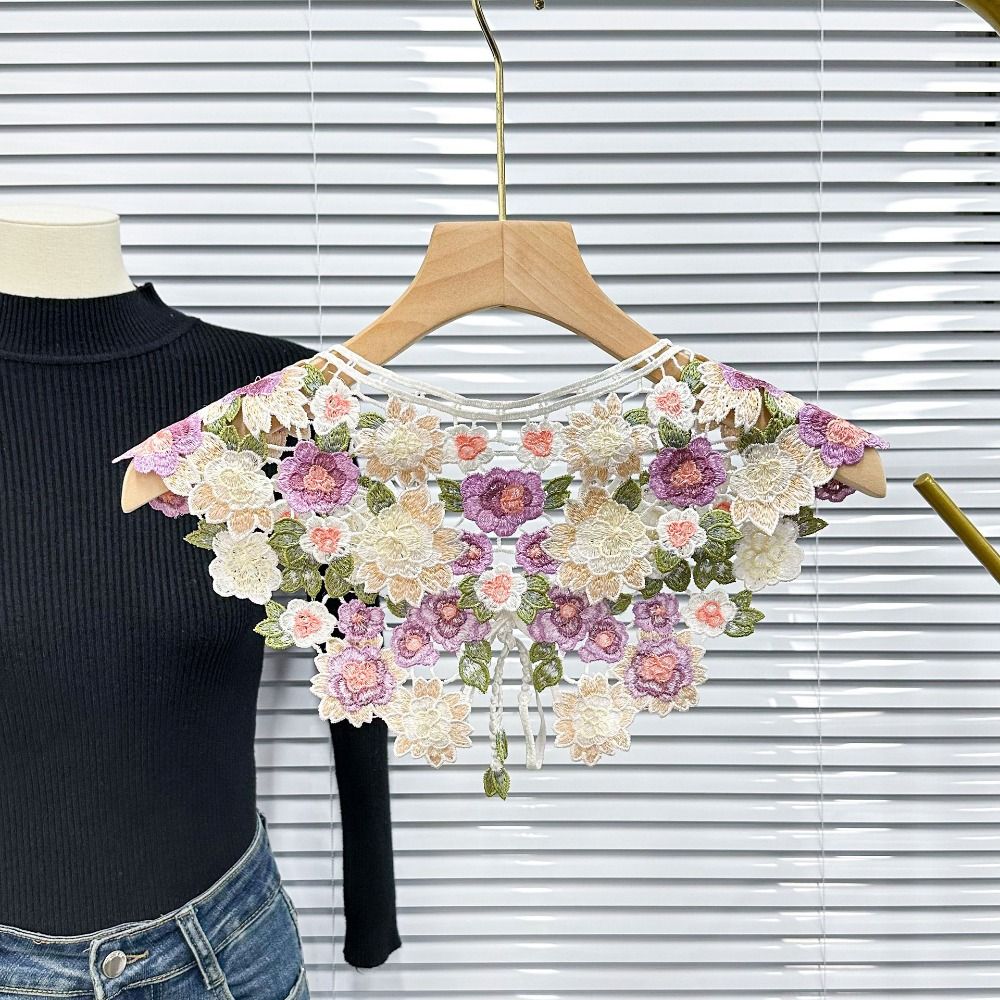 Floral Embroidered Flower Fake Collar Detachable Lace Neckline Lace Collar Women/girls