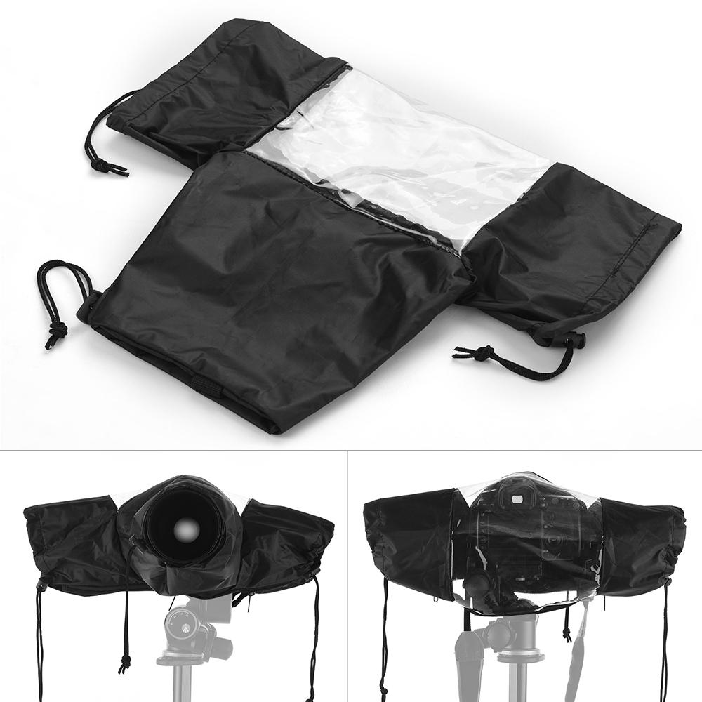 Standard Camera Waterproof Rain Cover Sleeve Protector Raincoat for Canon Nikon Sony DSLR Cameras Black