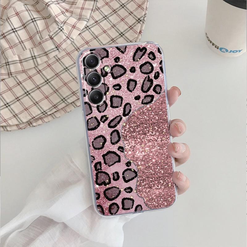 Мягкий прозрачный силиконовый чехол Leopard для Xiaomi Redmi Note 13 14T 15 Samsung A55 A35 S24 FE S25 iPhone Huawei Honor 200 Camera Защитный противоударный чехол
