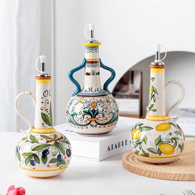 Керамическая масленка ручной росписи Кухонное хранение Нордический дозатор для уксуса и масла Кухонная утварь для домашнего использования Банка для кухонных приправ
