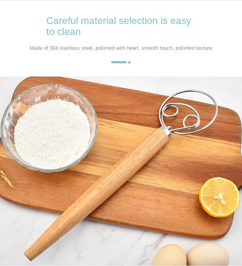 1Pc Danish Dough Whisk With Plastic Handle, Dutch Style Bread Whisk For Dough Cooking Kitchen With Stainless Steel Danish Whisk