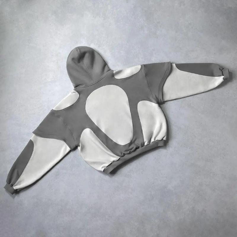 Y2K Harajuku модный дизайн нашивка ретро панк с капюшоном длинный рукав свободная уличная спортивная рубашка большого размера