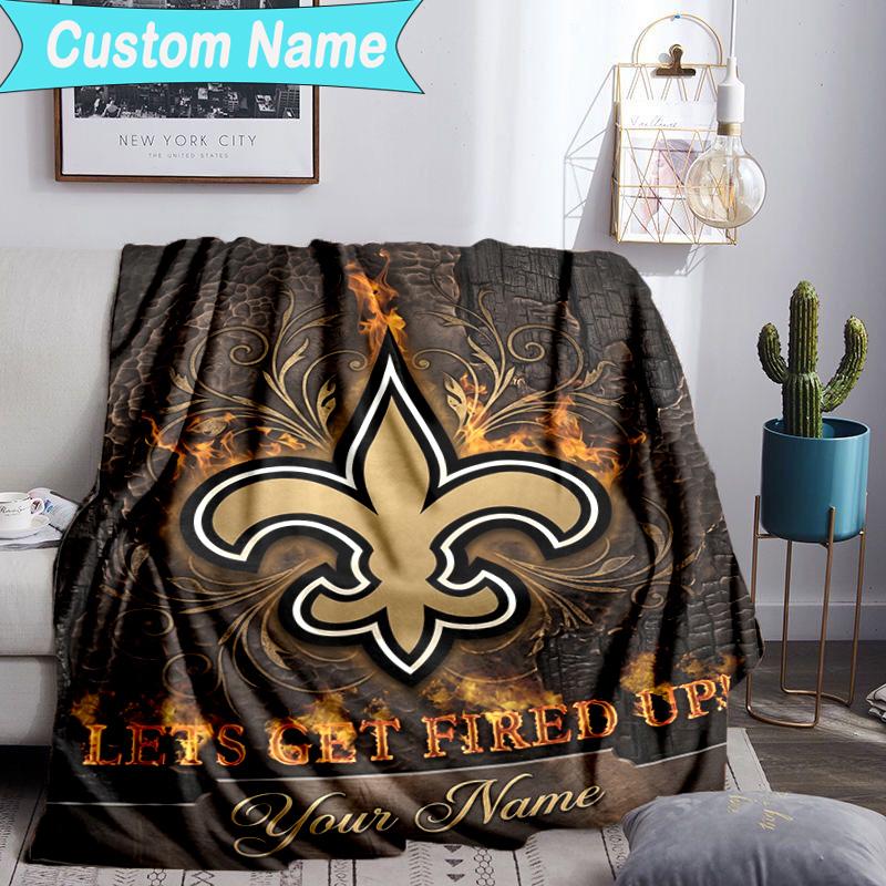 Custom Name Blanket Golden Saints Logo Blanket Bedding Blanket for Travel, Camping, Living Rooms, Offices, Sofas, Fan Christmas gift