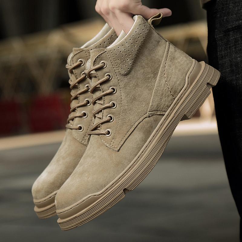 Новые модные кожаные дышащие мужские высокие хлопковые туфли мужские классические водонепроницаемые и нескользящие ботильоны мужская повседневная обувь