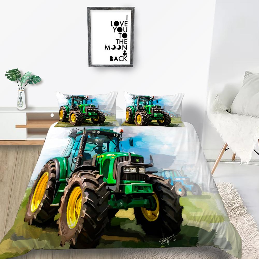 3D мультяшный комплект постельного белья для внедорожников, серия автомобилей, пуховое одеяло и наволочка с принтом из ультратонкой волокнистой ткани для быстрого высыхания украшения дома
