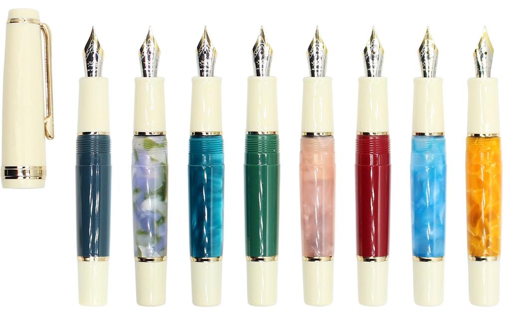 Gullor Mini Fountain Pen with Gold Acrylic Pocket Medium Nib Trim, Pen, Orange, (0.7mm)