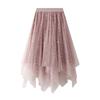 Women Irregular Tulle Tutu Skirt Casual Shiny Star Sequin Elastic Mesh Princess Skirt for Streetwear