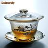 150ml Japanese Plum Blossom Tin Gaiwan Hammer Patterned Glass Tea Tureen Household Tea Maker Cover Bowl For Kung Fu Tea Craft