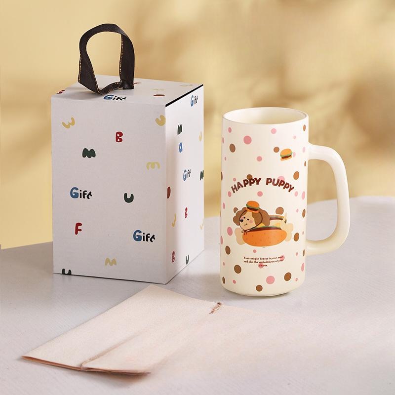 Современная домохозяйка Милая кружка с щенком Бытовая чашка для питьевой воды Высоко выглядящая чашка для завтрака Красивая высокая чашка Керамическая кружка