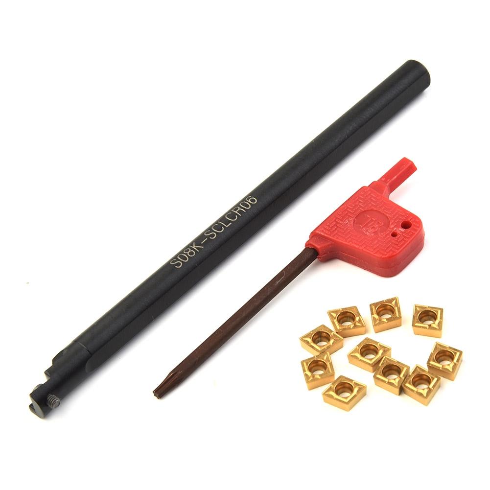 Токарные инструменты Стальной токарный расточной борштанга 8 мм S08K-SCLCR06 с 10 пластинами CCMT060204