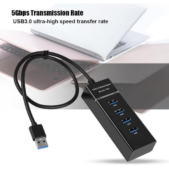 4 Port USB HUB, Charging Hub Adapter USB 3.0 with 3 Foot Extension Cable USB C Charging Port Converter Adapter Charging Dock Station Ultra Thin for