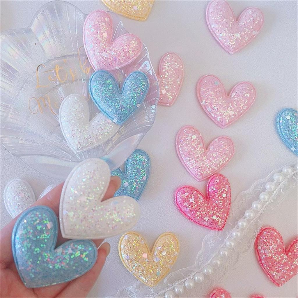 12 шт. блестящая ткань с подкладкой в виде сердца аппликация для самостоятельного изготовления головных уборов заколок для волос повязок на голову декора детских шапок одежды аксессуаров заплаток