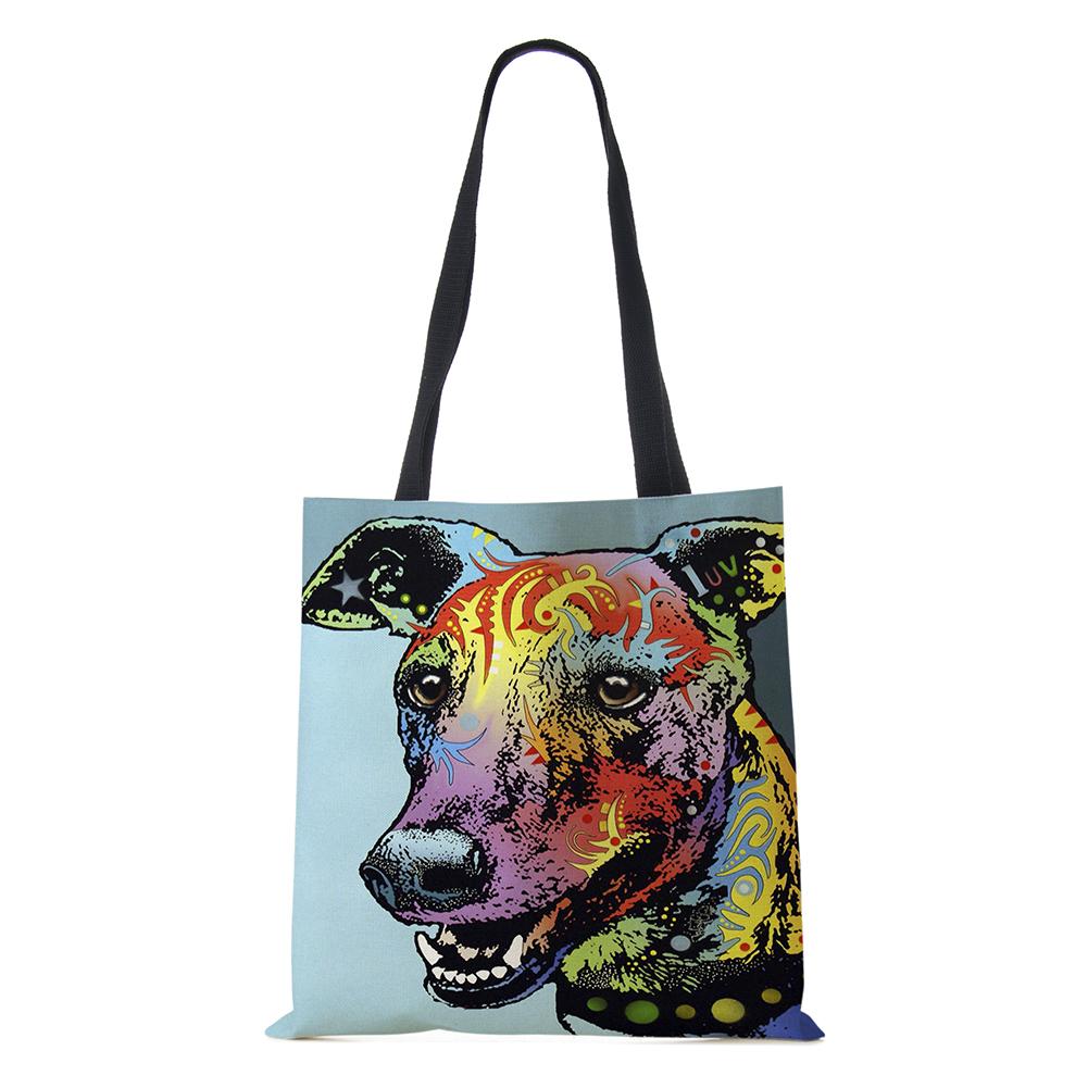 Женская сумка Холщовые сумки с принтом собаки Повседневные дорожные пляжные подарочные сумки KTY